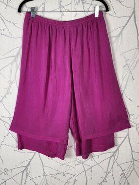 Click Color Me Cotton Pink Cupro Pull On Tiered Capris